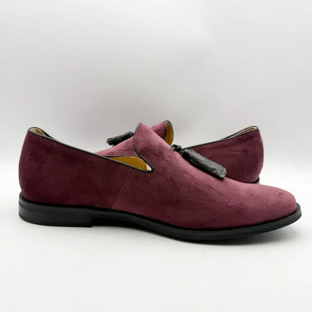 Sperry Mens Gold Exeter Tassel Loafers Size 10 Dark Red Burgundy Suede NWOB